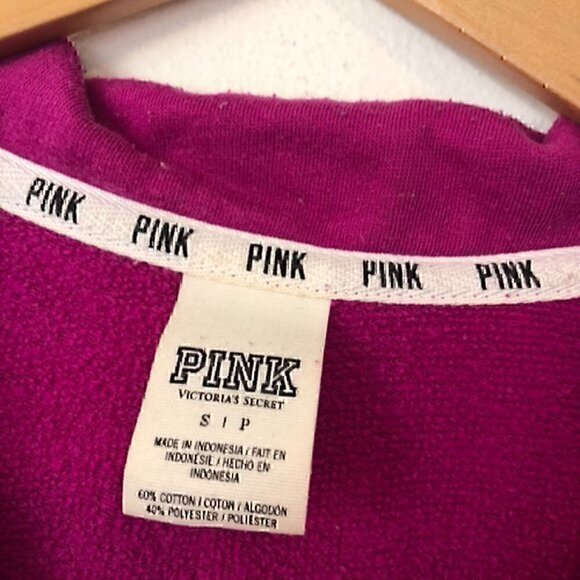 PINK VS VICTORIA'S SECRET Fuchsia Pink Purple 1/4 Zip Lightweight Pullover Small - Picture 4 of 10